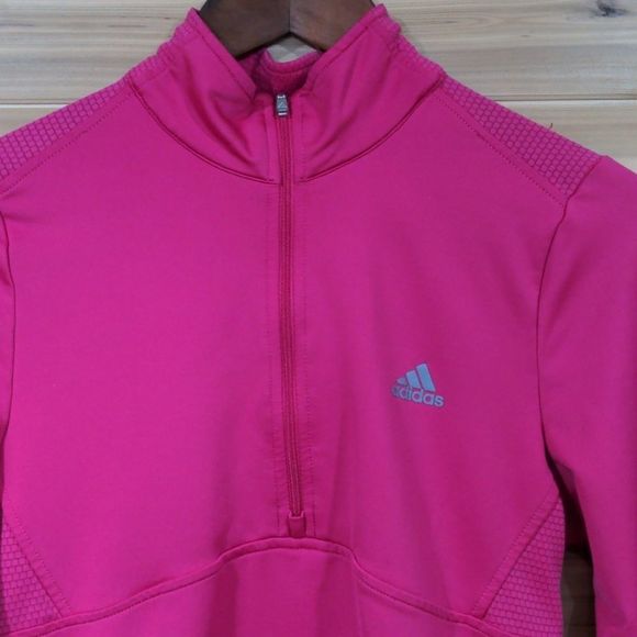 Adidas Pink 1/2 Zip Long Sleeve Top Medium - Picture 3 of 12